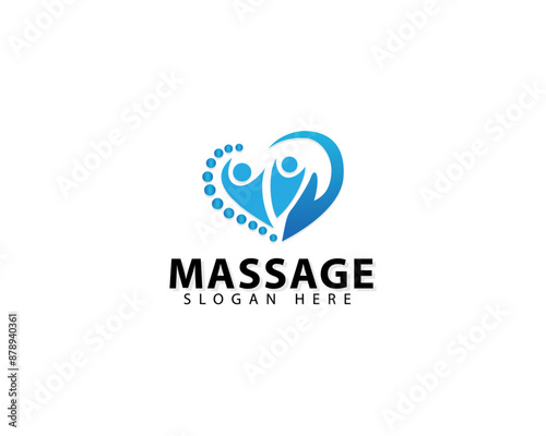 Massage Logo Design With Heart Concept. Massage, Relaxation Spa Minimal design concept. Therapy Logo Concept.