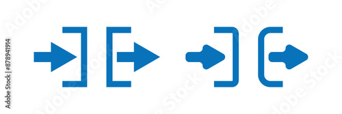 arrow Login account icon. Enter symbol, log in icon button. arrow and door icon entry symbols in filled, thin line, outline and stroke style for apps and website. Eps 10.
