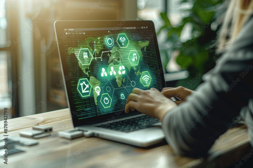 Naklejka premium Leveraging Technology to Report and Reduce CO2 Emissions for Net Zero and Sustainable Business Development in Combatting Climate Change