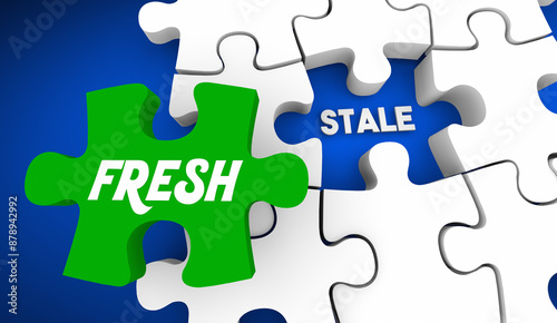 Konstfotografi Fresh Vs Stale Puzzle Pieces Better Food New Product 3d Illustration