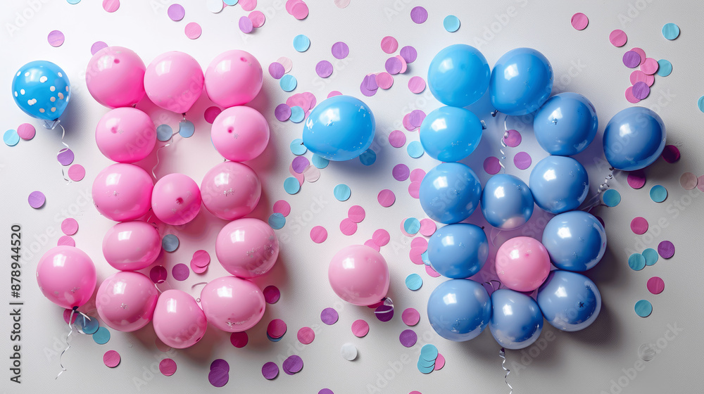 Spring Party Balloon Banner Border Frame on White Background with Copy Space for Easter and Birthday Celebration Spring Party Balloon Banner Border Frame on White Background with Copy Space for Easter and Birthday Celebration
