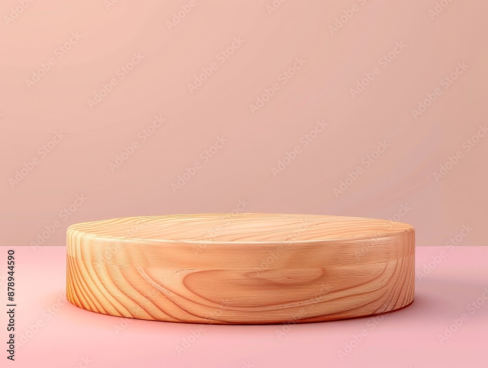 Wooden Podium on a Pink Background