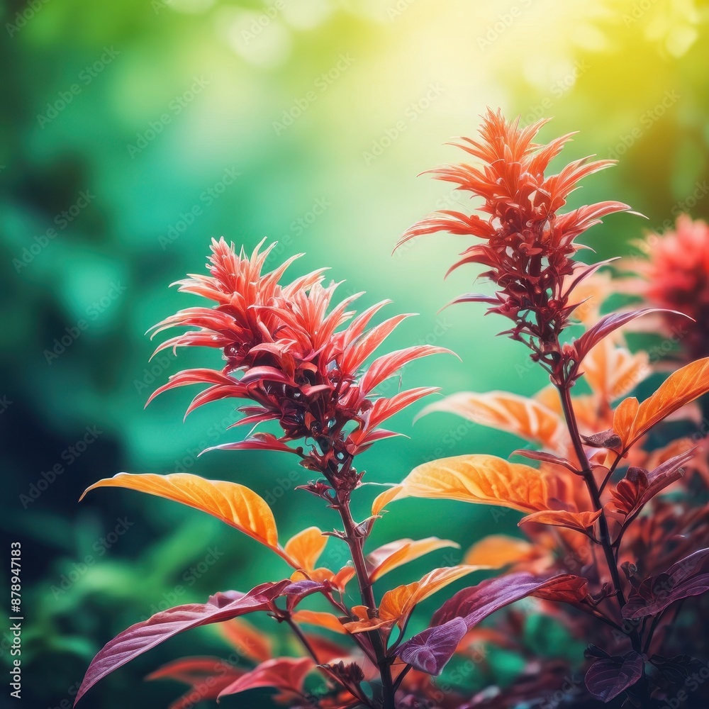 Red and Orange Leaves in Soft Sunlight. Red and Orange Leaves in Soft Sunlight.
