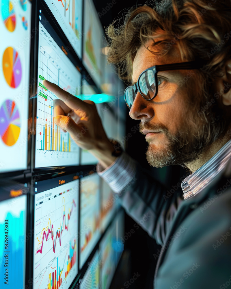 Professional Analyzing Business Data on Multiple Screens Team Observing Charts Trends Insights Professional Analyzing Business Data on Multiple Screens Team Observing Charts Trends Insights