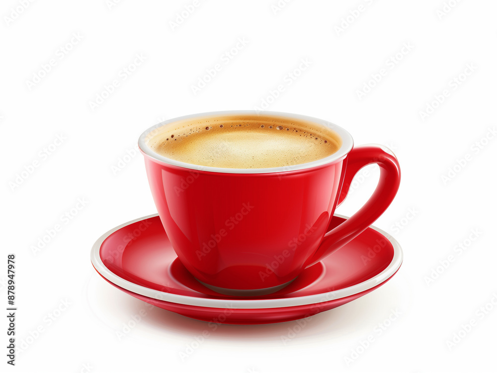 Coffee Espresso in a red cup. On white background Coffee Espresso in a red cup. On white background