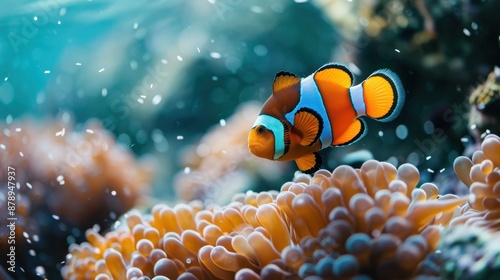 Clownfish Swimming Near Coral Reef