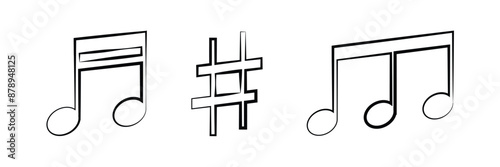 Music notes icon. Musical key signs. 