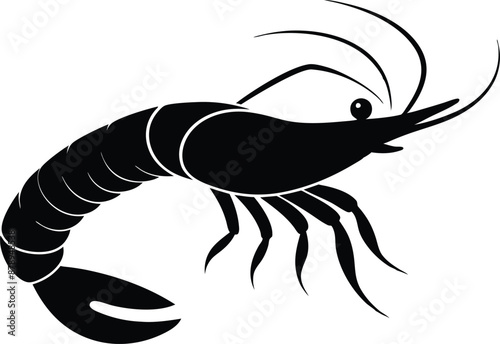 shrimp vector silhouette, shrimp icon vector, Sea lobster

