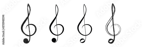 Set of Musical Notes and Clef Symbols. Simple Music Icon Vector Illustration
