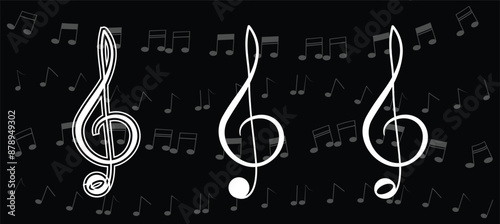 Music notes icon. Musical key signs. 