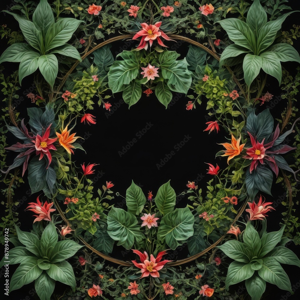 Floral Frame with Black Background. Floral Frame with Black Background.