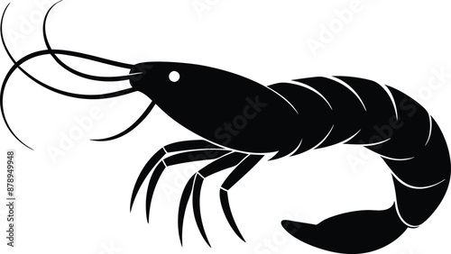 shrimp vector silhouette, shrimp icon vector, Sea lobster


