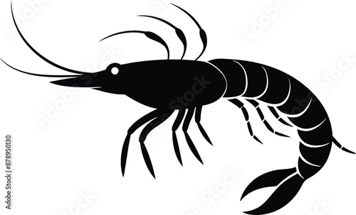 shrimp vector silhouette, shrimp icon vector, Sea lobster

