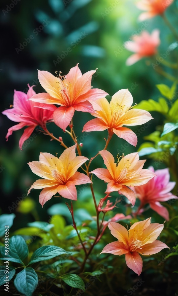 Delicate Pink and Orange Flowers in Bloom. Delicate Pink and Orange Flowers in Bloom.