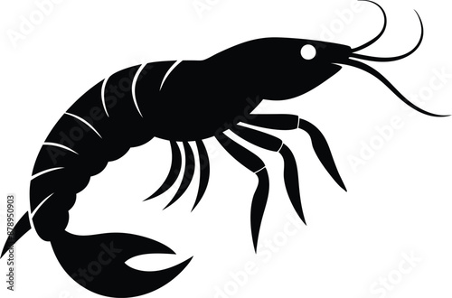 shrimp vector silhouette, shrimp icon vector, Sea lobster

