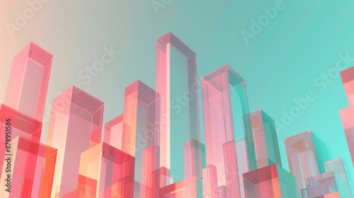 gradients 3d glass cuboids, abstract shapes and texture as banner background, modern art wallpaper