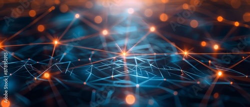 Abstract background with glowing network connections, representing data exchange and technology concepts.