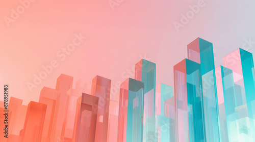 gradients 3d glass cuboids, abstract shapes and texture as banner background, modern art wallpaper