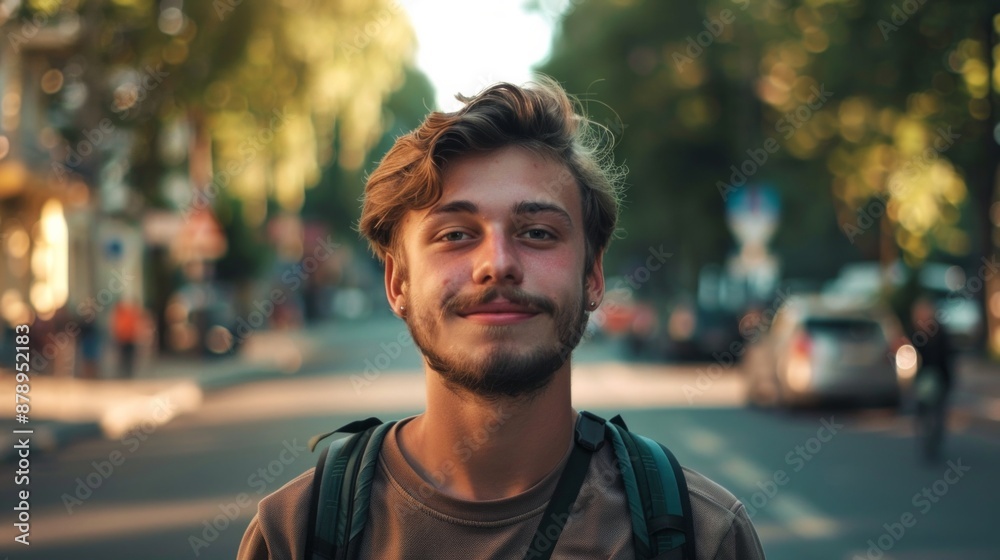 Portrait of a Handsome Young Man Wearing Casual Clothes on the Urban Street of Eastern Europe city Portrait of a Handsome Young Man Wearing Casual Clothes on the Urban Street of Eastern Europe city