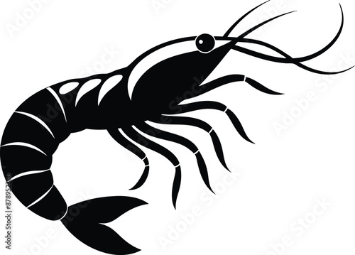 shrimp vector silhouette, shrimp icon vector, Sea lobster

