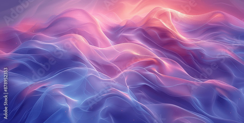 Fluid Gradient Waves Illuminated Digital Art in Blue and Purple