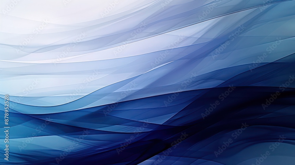 Obraz premium Abstract Background, gradient blurs with translucent layers transitioning from deep sapphire to pale blue, creating a cool and calming visual effect with smooth, seamless transitions.