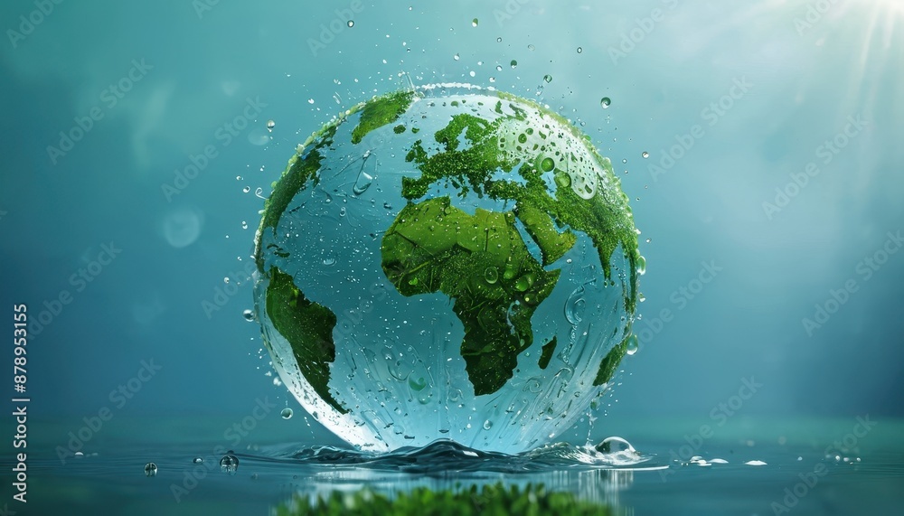 Green Earth Water Drop Splash.