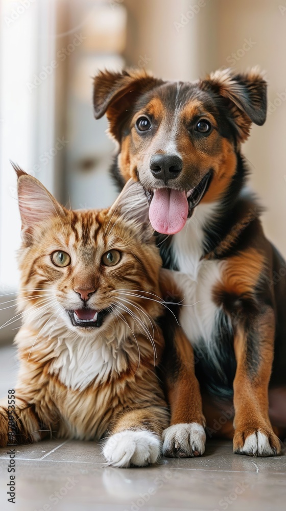 A photo of a dog and a cat together A photo of a dog and a cat together