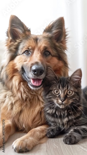 A photo of a dog and a cat together