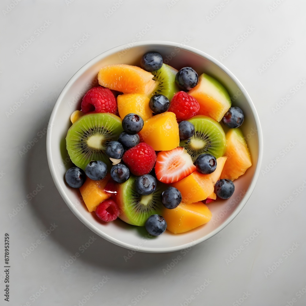 Top view healthy food salad in dish on white background Top view healthy food salad in dish on white background