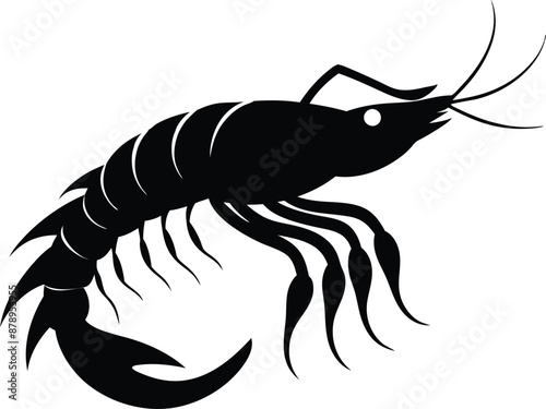 shrimp vector silhouette, shrimp icon vector, Sea lobster


