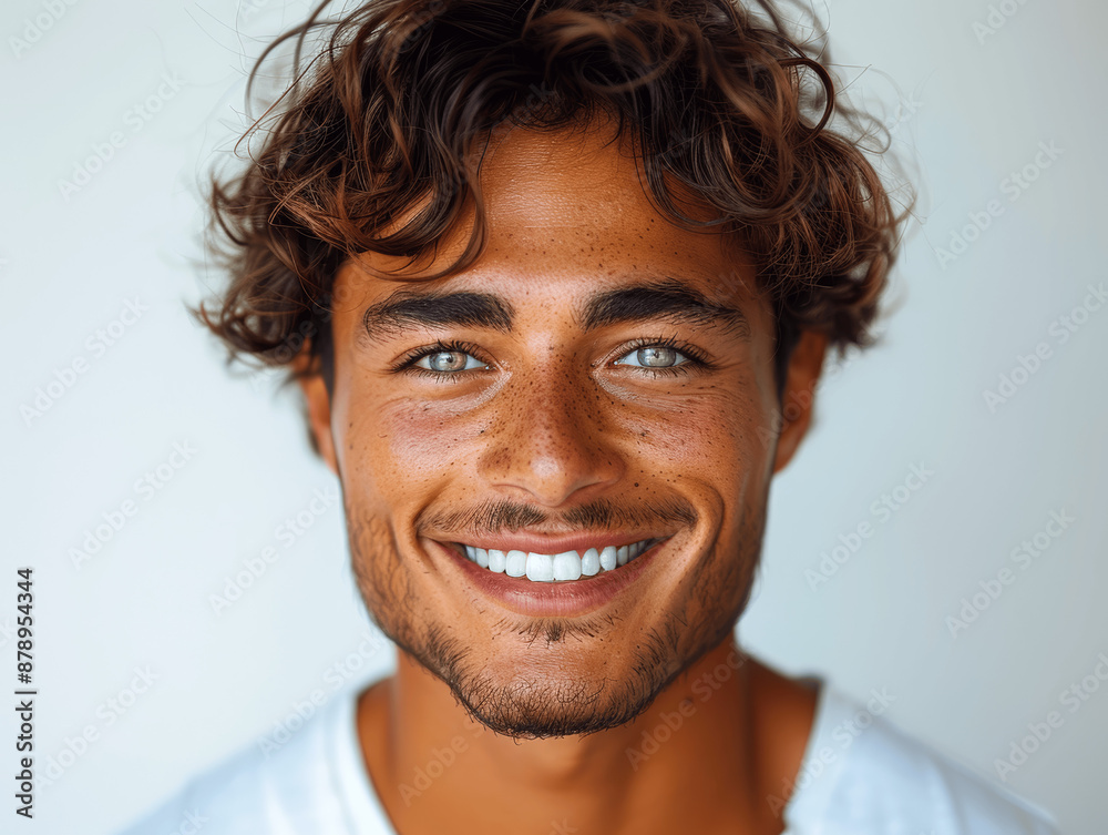 Closeup Portrait of Handsome Smiling Indian Man with Clean Teeth and Stylish Hair Isolated on White Background for Dental Ad Closeup Portrait of Handsome Smiling Indian Man with Clean Teeth and Stylish Hair Isolated on White Background for Dental Ad
