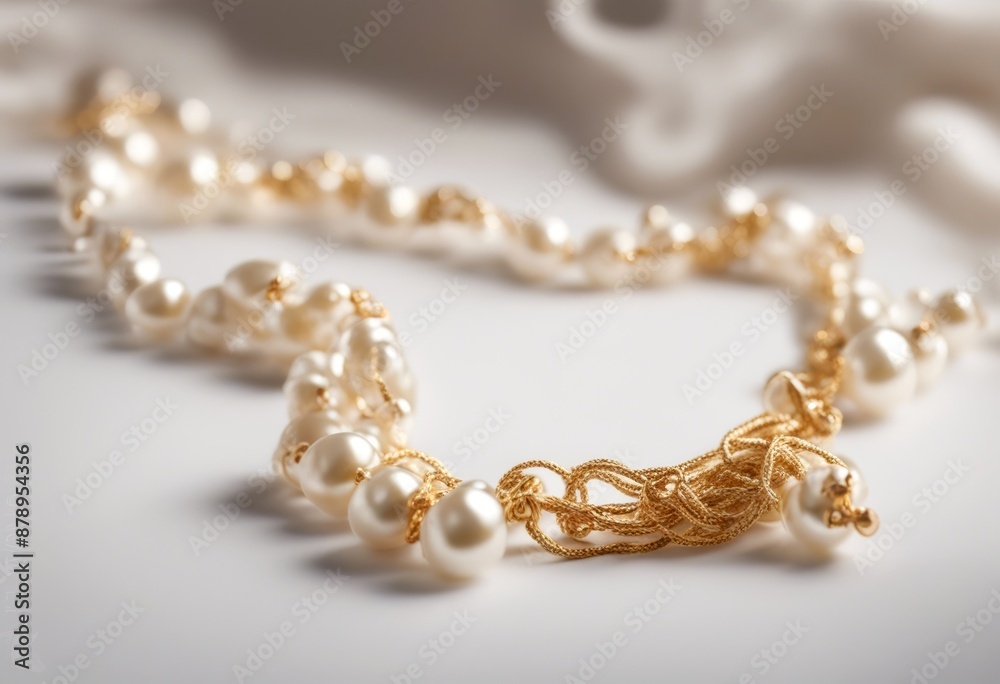 Obraz premium olated pearl necklace white gold png