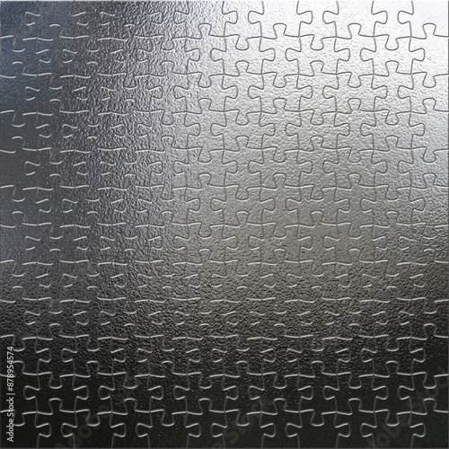 Puzzle jigsaw silver side lit matte metallic texture illustration.	