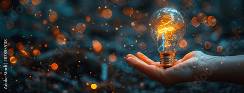 Teacher guiding student hand with light bulb symbolizing understanding and innovation