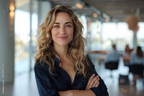 A woman with crossed hands in the office Free Download A woman with crossed hands in the office - GFXLoad
