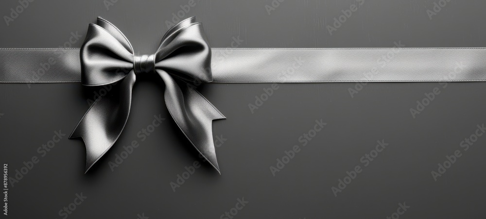 Monochrome ribbon bow on a grayscale background Monochrome ribbon bow on a grayscale background