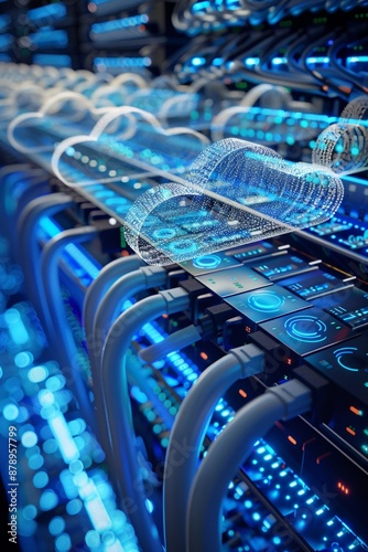 Cloud Technology Data Storage (3D Rendering)