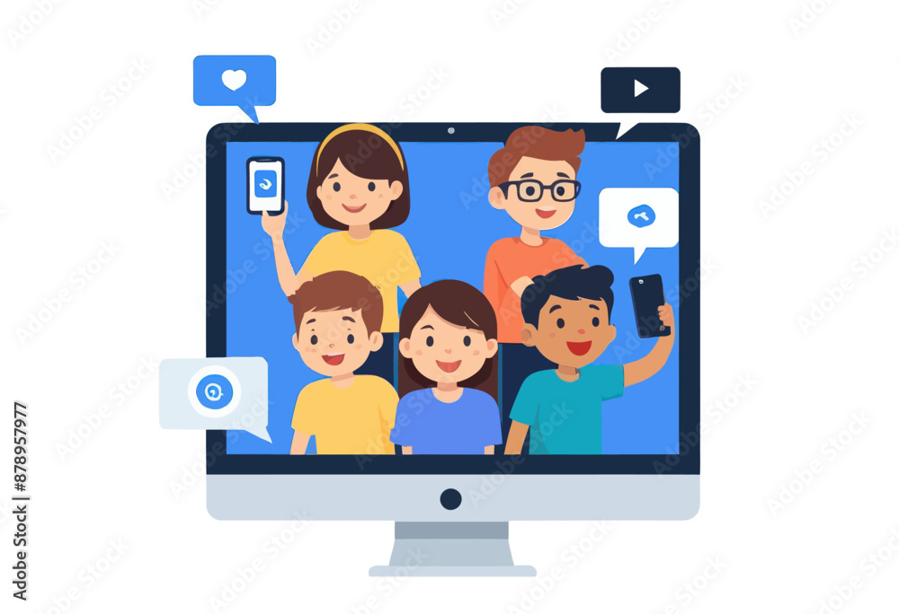 Friendly Interaction on a Digital Display: A Group of People Engaging with Social Media and Communication Apps Friendly Interaction on a Digital Display: A Group of People Engaging with Social Media and Communication Apps