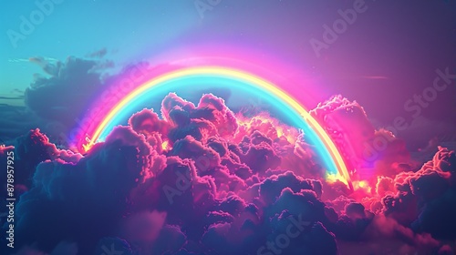 Neon Rainbow in the Clouds
