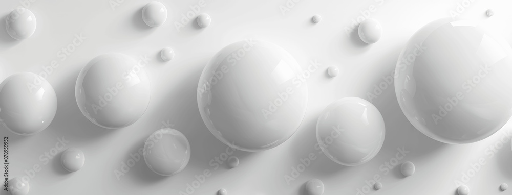 Minimalistic 3D White Spheres Abstract Background for Presentation and Banner