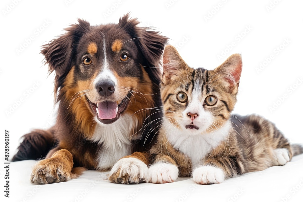 A photo of a dog and a cat together