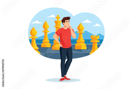 Chess Enthusiast in a Coastal Setting