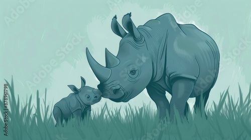 Rhino Family Love: Mother and Calf Bonding in the Wild