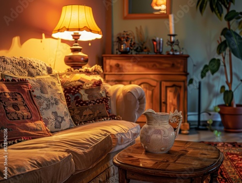 Cozy and warm living room with vintage decor