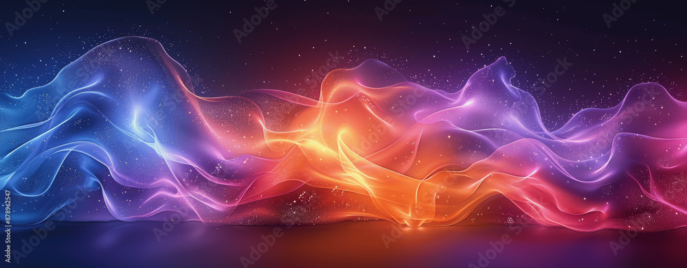Colorful Abstract Waves Glow Dark Background Colorful Abstract Waves Glow Dark Background
