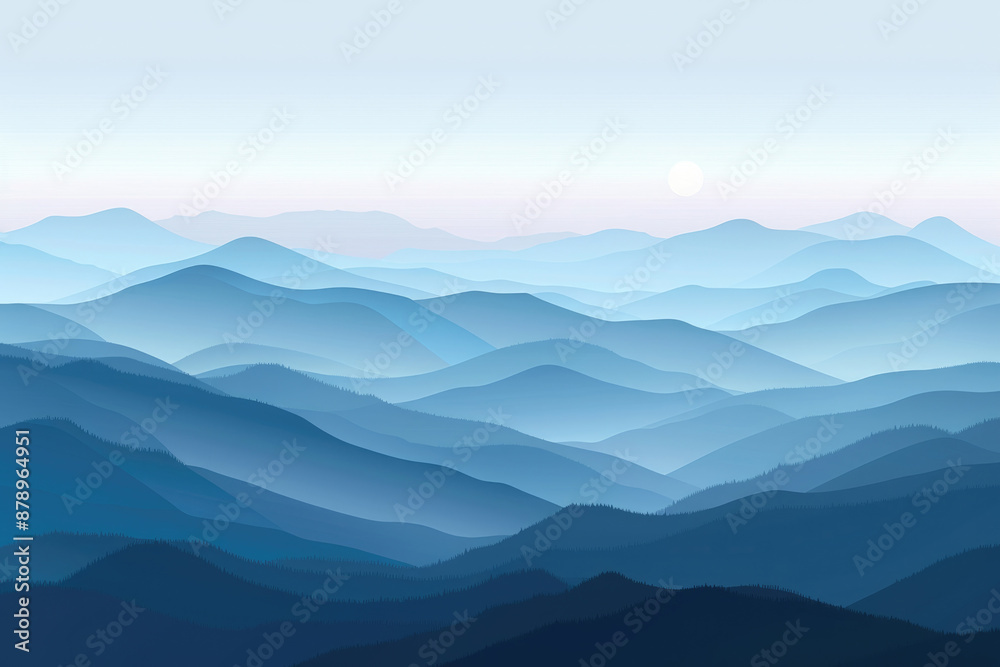 Fototapeta premium Blue mountains and sunrise scenes
