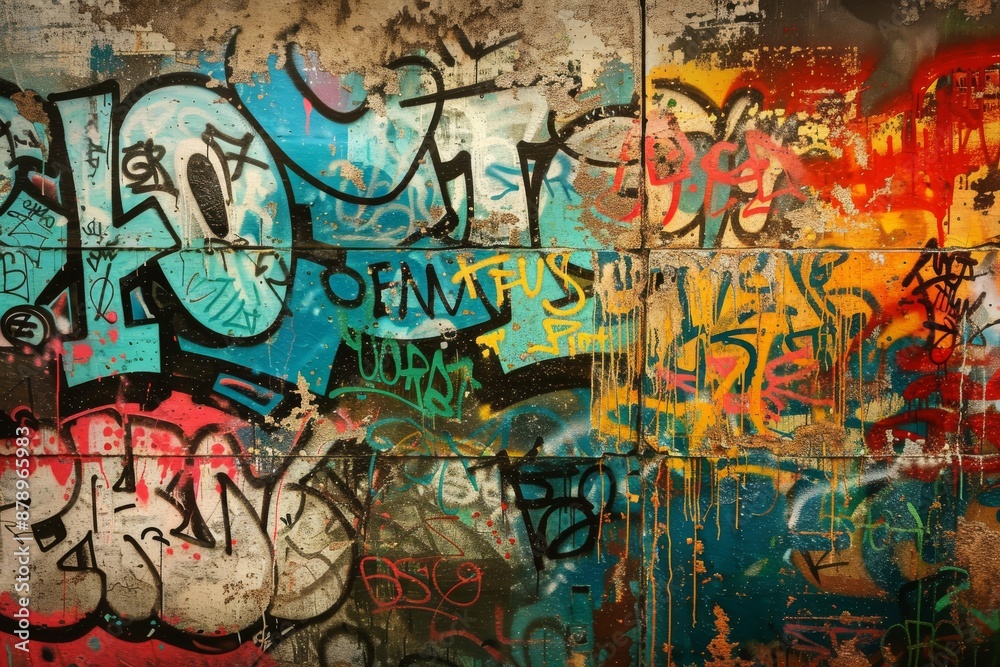 Obraz premium Urban Art: Abstract Graffiti on Concrete Wall