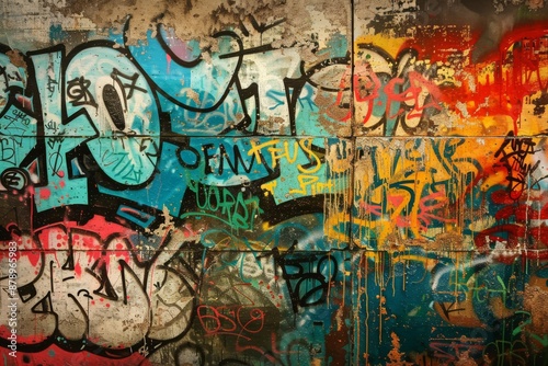 Urban Art: Abstract Graffiti on Concrete Wall