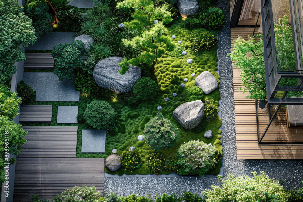 Fototapeta premium Overlooking Chinese style courtyard